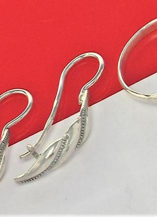 Набір сережки кільце перстень срібло 925 проба 3,55 гр 18,5 розмір