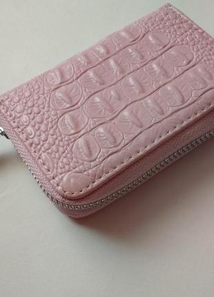 Новий модний шкіряний гаманець картхолдер на блискавці візитниця з натуральної шкіри4 фото