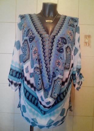 Барвиста блуза-туніка з хомутком,в яскраво-барвистий принт,fille & suivre,р-ри l/xl