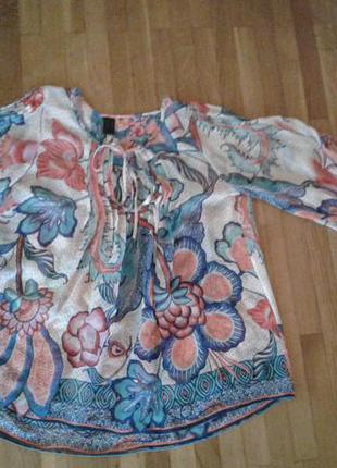 Тоненькая шелковая свободная блузочка moonsoon xs (34) р.