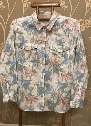 Нереально красивая и стильная брендовая рубашка в цветах..лён/коттон.