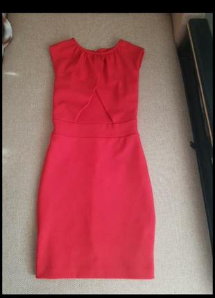 Яркое красное платье мини на подкладке манго mango s