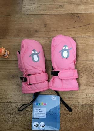 Зимние перчатки для девочки lupilu пингвины розовые зимние 3-4 года