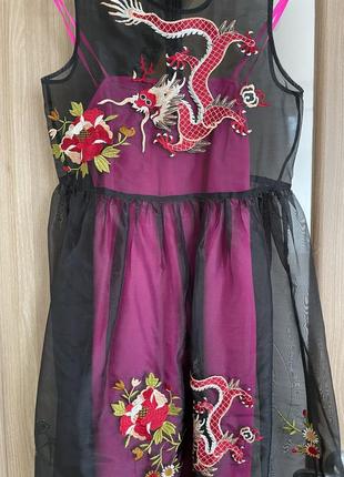 Платье миди с плиссированной сеткой и контрастной подкладкой asos premium1 фото