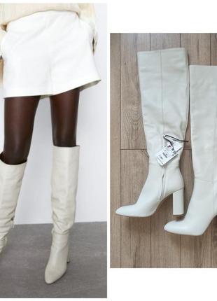 Хіт! шкіряні чоботи ботфорти zara, 39 розмір!