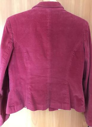 Пиджак, приталенный силуэт, укорочённый  пиджак жакет  из натуральной ткани красного цвета2 фото