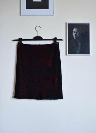 Нарядная юбка бордо + гипюр