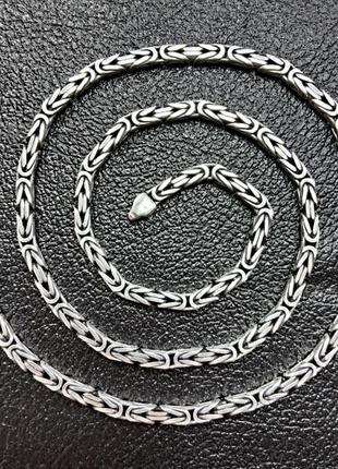 Серебряная мужская цепочка плетение лисий хвост с чернением толщина 4 мм