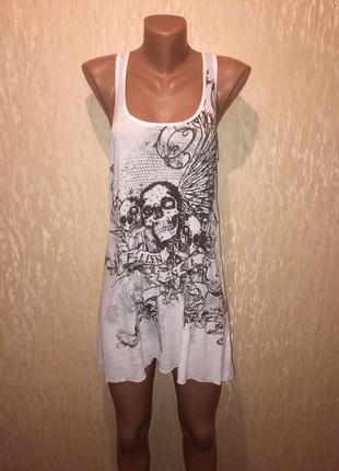 Майка туника с черепом new look