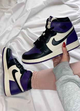 Женские кроссовки nike jordan 1 retro high violet black