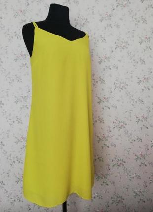 Сукня в стилі "білизни" tu, жовтенька з цікавою спиною,міді2 фото