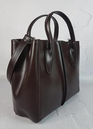 Шикарна жіноча сумка натуральна шкіра, шоколад матова2 фото