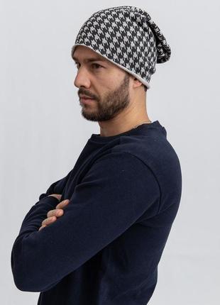 Шапка мужская 126r021 цвет черно-серый