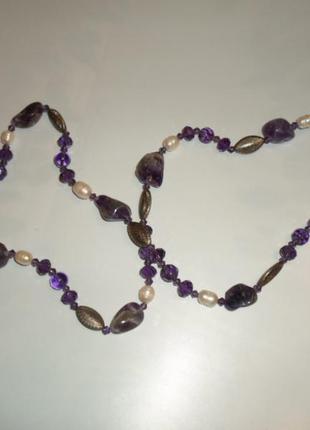 Колье из камня аметист