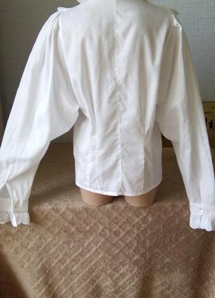 Хлопковая блуза с кружевом из прошвы и широкими рукавами4 фото