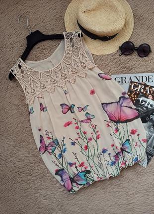 Красивый топ на рузинке внизу с кружевом/майка/блузка/блуза