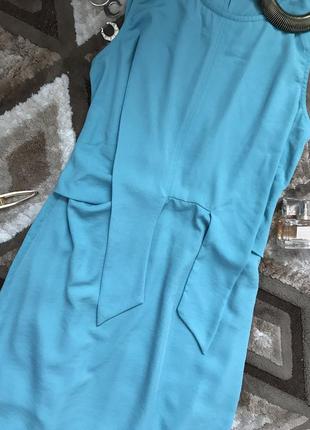 Платье свободного кроя с завязками с узлом легкий сарафан бирюзовый5 фото
