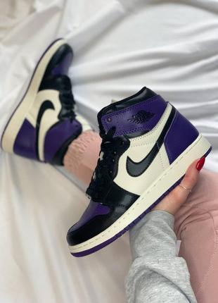 Кросівки жіночі найк chicago air jordan retro 1 high violet black