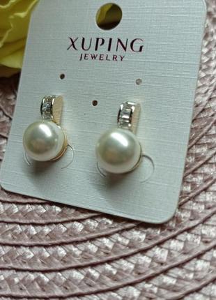 Серьги гвоздики из медицинского сплава с жемчугом, duping