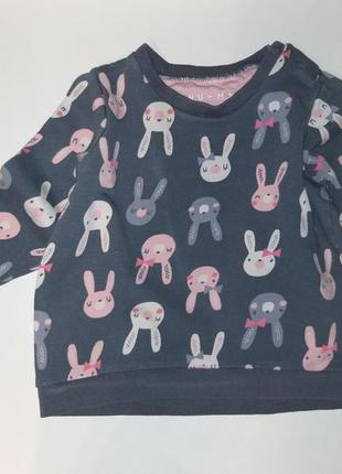 Кофта світшот з зайчиками 12-18м