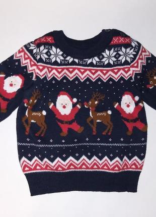Кофта джемпер новогодний принт 0-3м р62