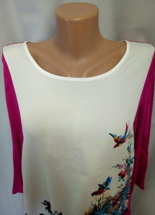 Стильная трикотажная блуза с тканевой вставкой спереди  №8bp2 фото