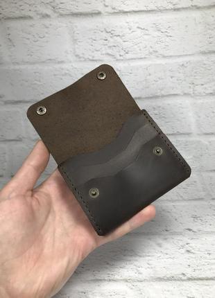 Кожаный миникошелёк “sheffield” коричневый.3 фото