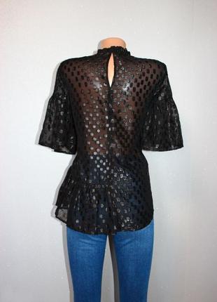 Блуза черная ворот стоечкой в объемные квадратики  (3788)3 фото