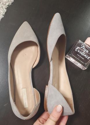 Балетки туфлі туфлі світло-сірі з натуральної замші натуральна замша