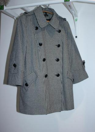 Стильне коротке пальто в клітку topshop 50% шерсть, розмір 44 на 50
