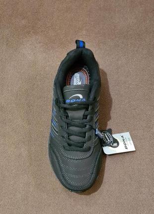 Кроссовки мужские-женские бона (bona) модель 628 чёрный нубук +синий5 фото