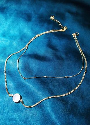 Двойная цепочка чокер с подвеской, двухслойное колье ожерелье подвеска6 фото