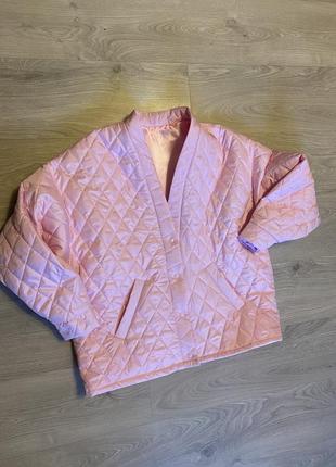 Трендовая стёганая куртка кимоно «зефирная» на синтепоне и на кнопках4 фото