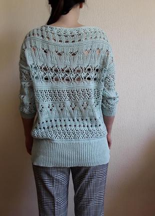 Ажурный свитер мятного цвета оверсайз2 фото