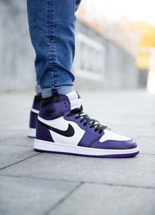 Nike air jordan 1 retro high violet white мужские кроссовки найк джордан ретро 1