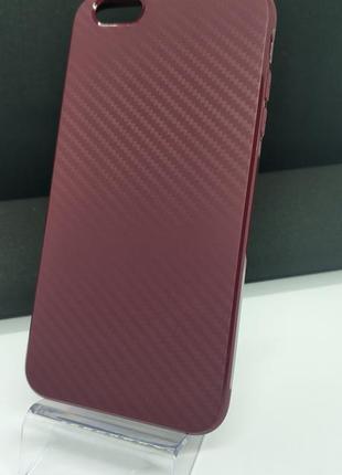 Чехол айфон карбон 6plus 6s plus бордовый цвет