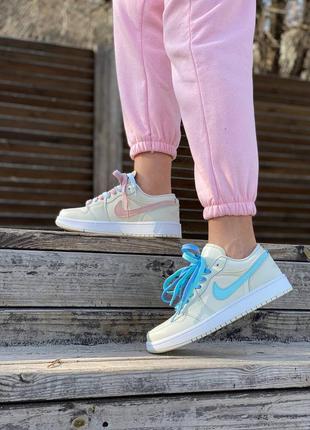 Nike air jordan low 1 pink blue1 фото