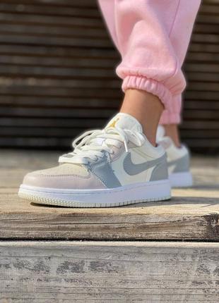 Nike air jordan low 1 crema rose grey кроссовки найк джордан