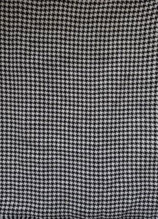 Черно-белый платок шарф гусиная лапка с бахромой2 фото