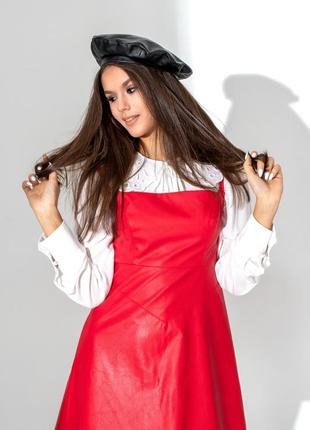 Платье-сарафан красное из эко кожи chehlova3 фото