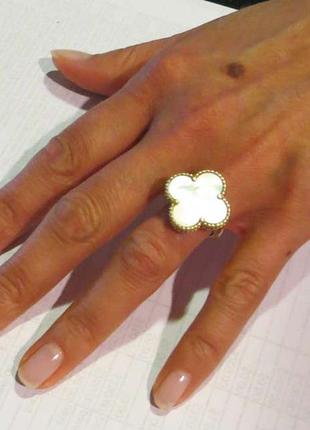 Золотое кольцо бижутерия в стиле van cleef