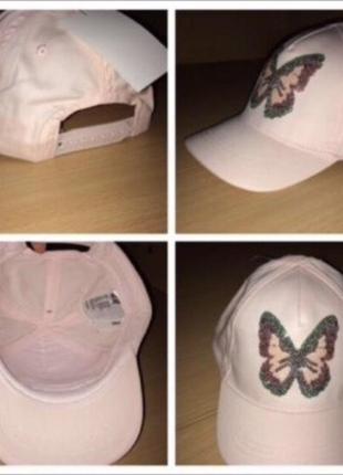 H&m кепка розовая с одной бабочкой на 4-8; 12-14+