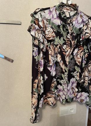 Блуза h&m квітковий анімалістичний принт4 фото