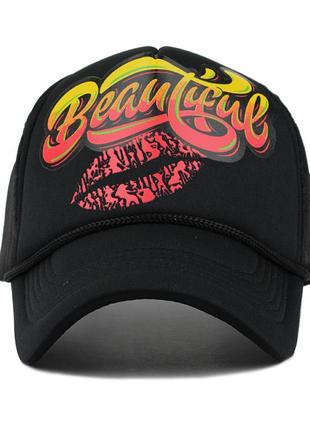 Кепка тракер beautiful с сеточкой черная, унисекс