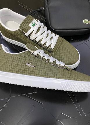 Легкие кроссовки кеды lacoste зеленые демисезонные2 фото