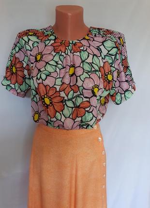 Блуза zara в цветочный принт (размер 38)5 фото
