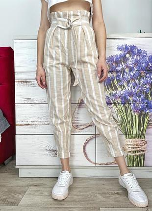 Класні натуральні штани на високій посадці