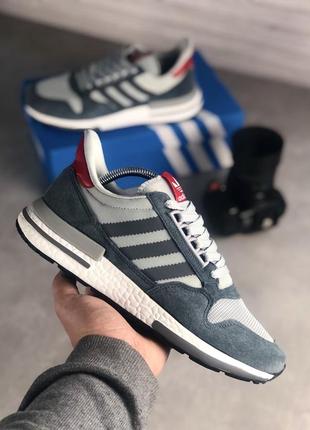 Топовые мужские кроссовки кеды adidas zx демисезонные серые