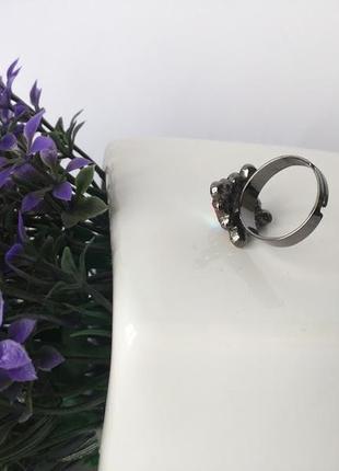 Красивое раздвижное кольцо с камушками4 фото
