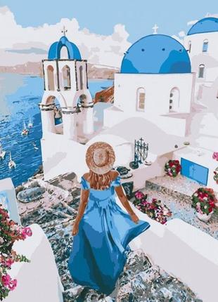Картина по номерам незабываемый санторини сантори ид 40*40